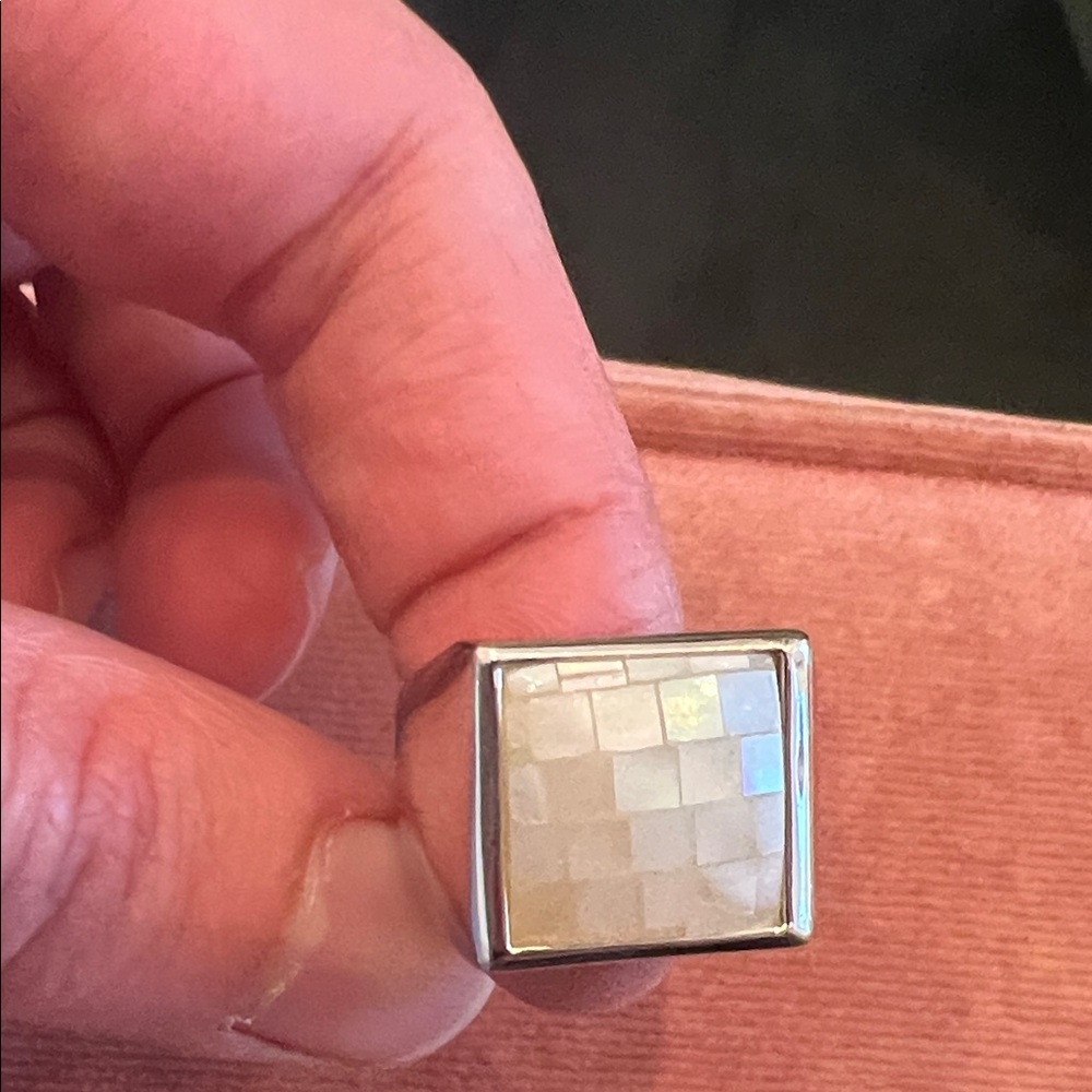 Lia Sophia Square Mother-of-Pearl Inlay Ring - White